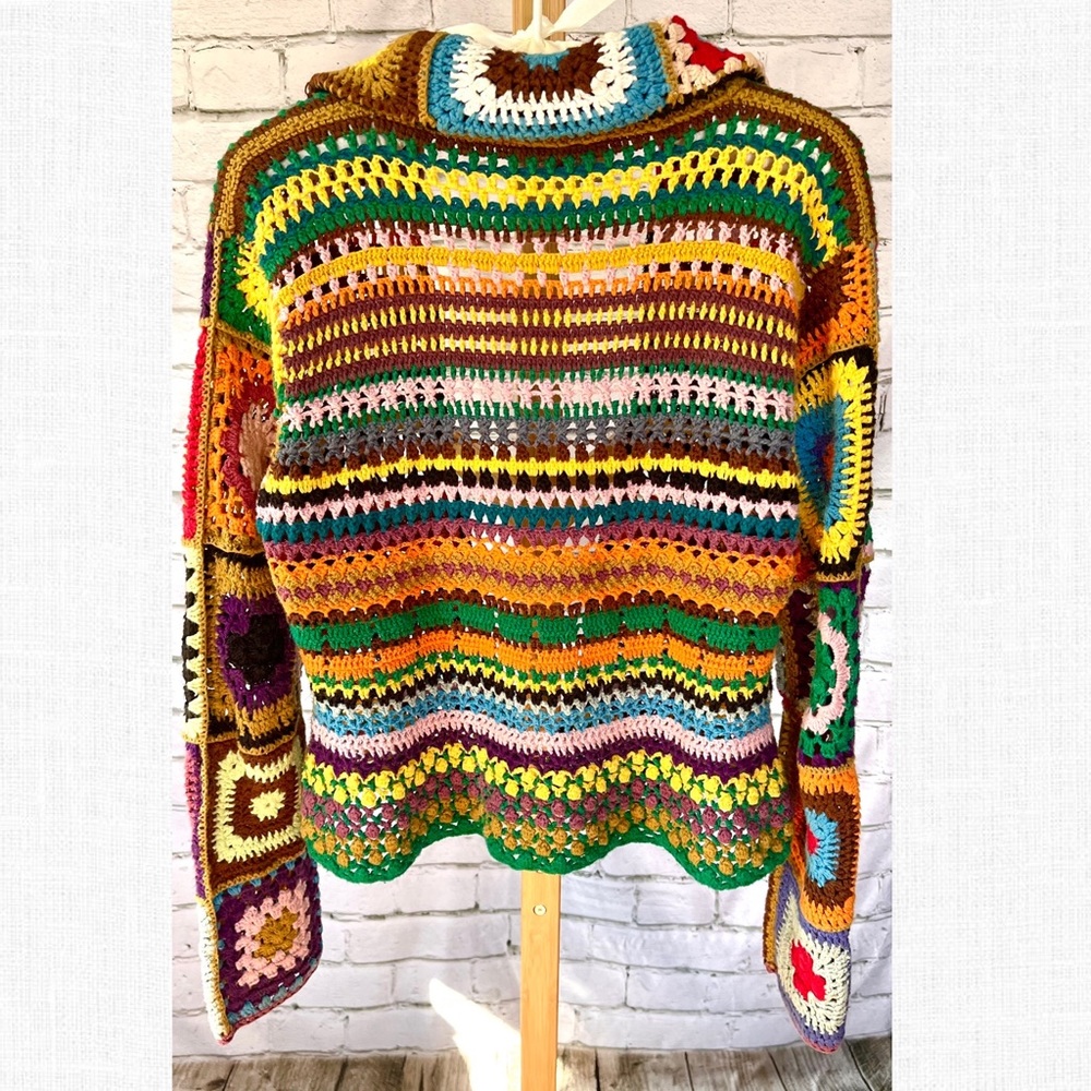 Vintage Express Crochet Hooded Zip Up